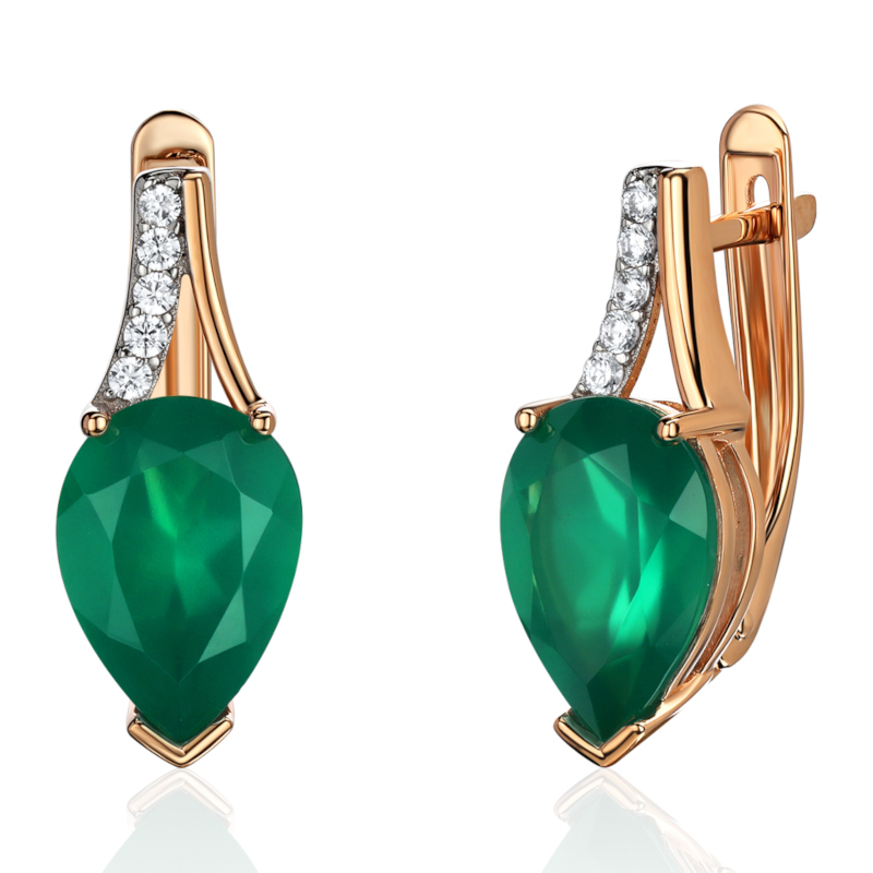 Серьги из красного золота 585 пробы с агатами и фианитами 01С4115465Р-1