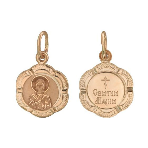 Подвеска "Святая Мария" из красного золота 585 пробы без вставок 01П011253 Подвеска "Святая Мария" из красного золота 585 пробы без вставок 01П011253