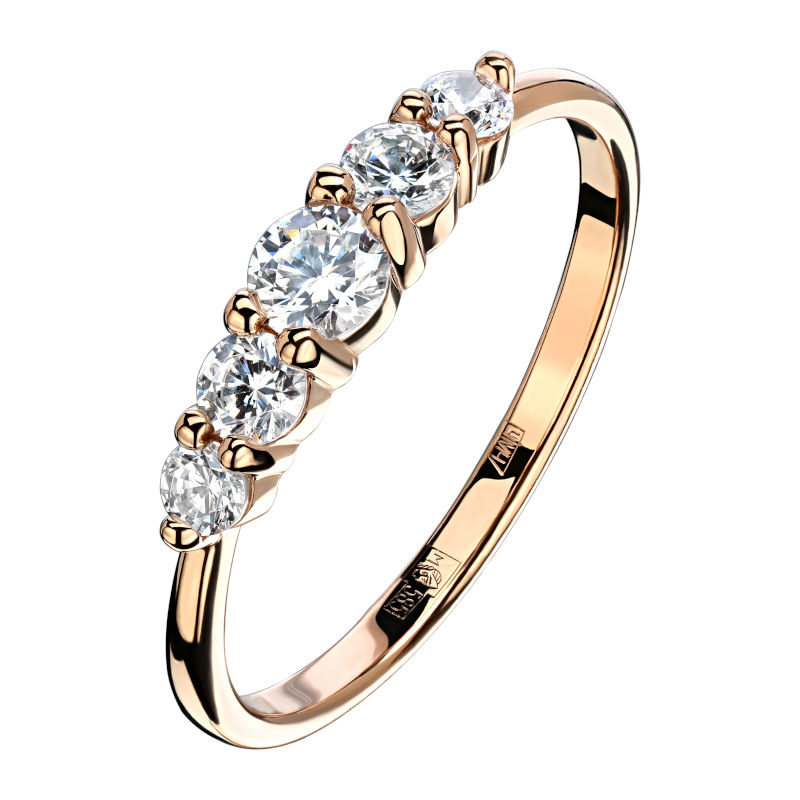 Кольцо из красного золота 585 пробы с фианитами 01К1114817