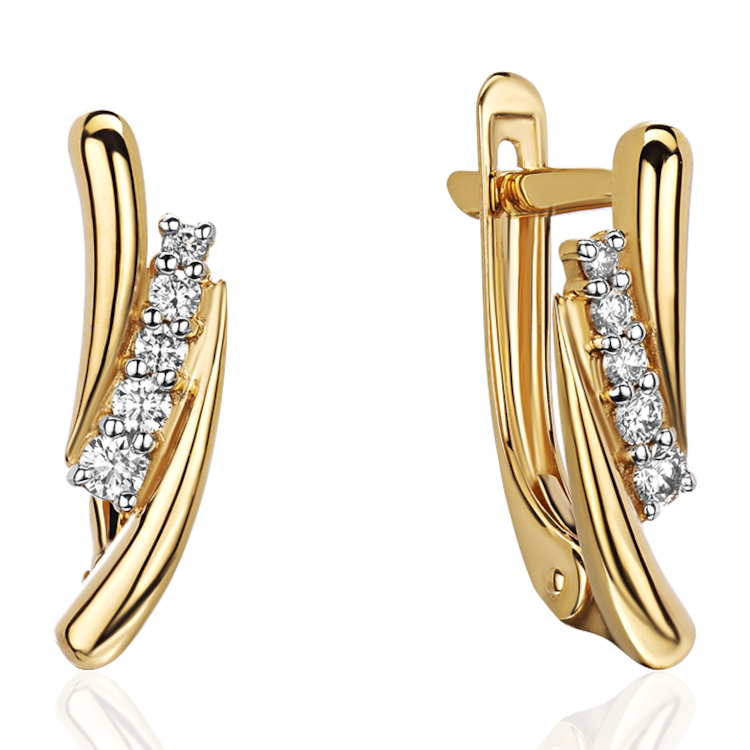 Серьги из желтого золота 585 пробы с бриллиантами 01С6316890Р