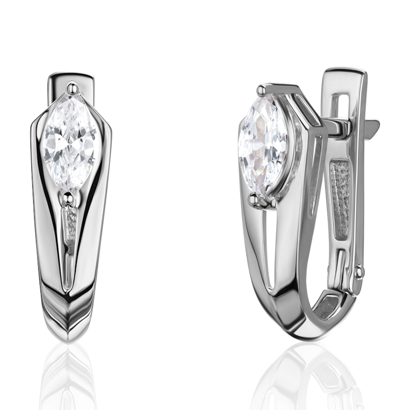 Серьги из белого золота 585 пробы с фианитами 01С1215671