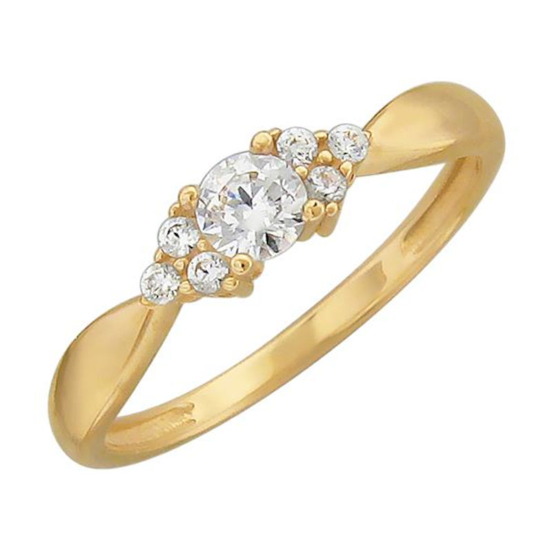 Кольцо из желтого золота 585 пробы с фианитами 01К139417