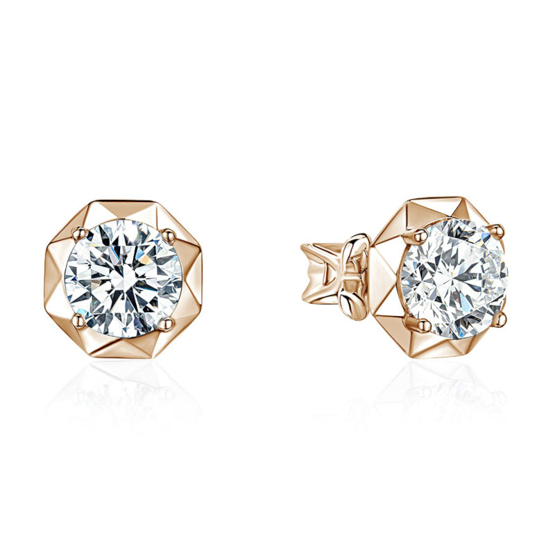 Серьги из красного золота 585 пробы с фианитами 01С1117022