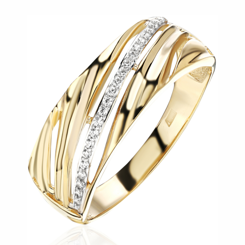 Кольцо из желтого золота 585 пробы с фианитами 01К1314589Р Кольцо из желтого золота 585 пробы с фианитами 01К1314589Р