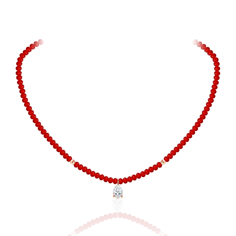 Колье из красного золота 585 пробы с хрусталем и фианитом 01Л212215-2