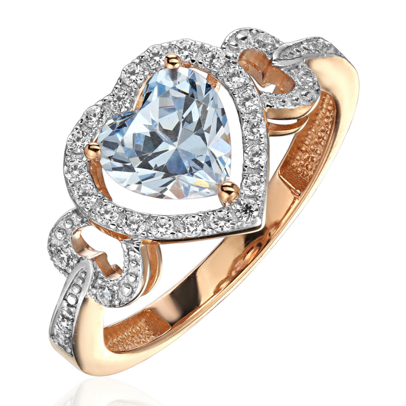 Кольцо из красного золота 585 пробы с фианитами 01К2115443Р-2