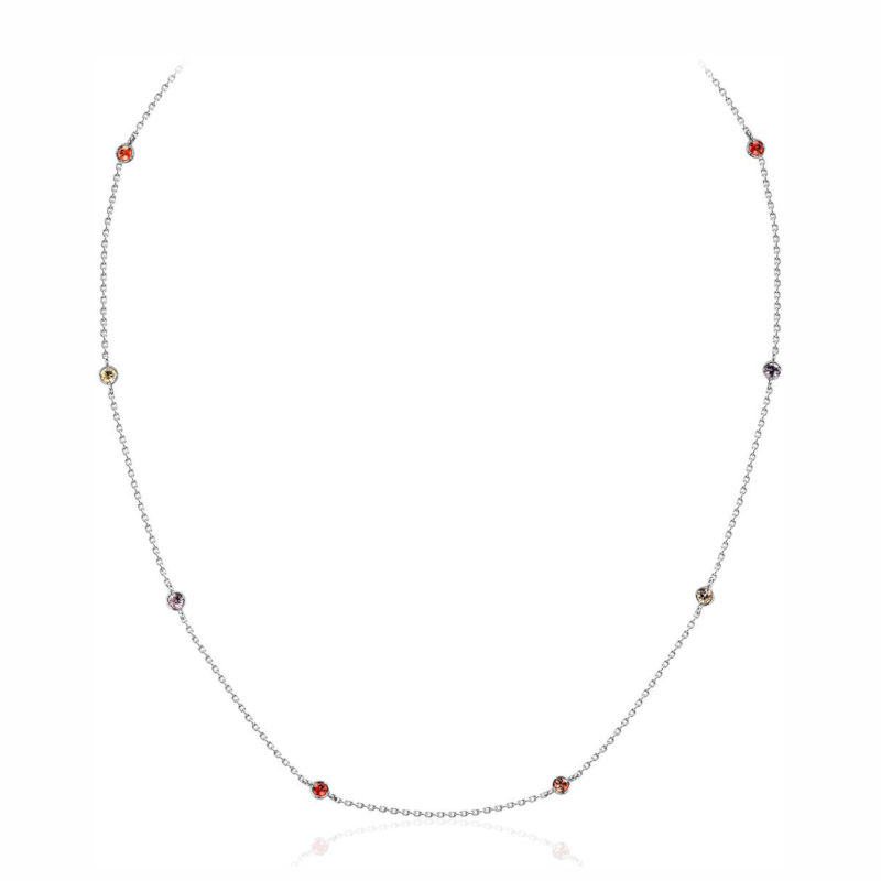 Колье из белого золота 585 пробы с сапфирами 01Л521168-2