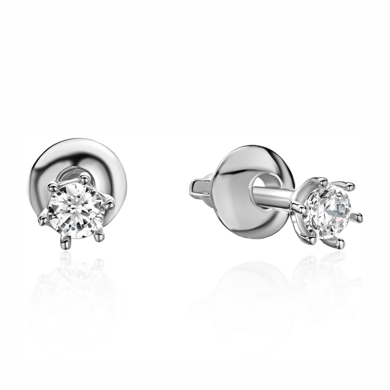 Серьги из белого золота 585 пробы с фианитами 01С1213935