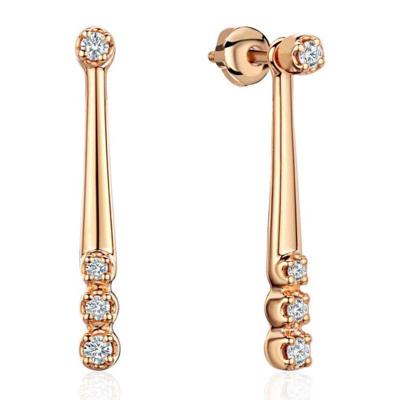 Серьги из красного золота 585 пробы с фианитами 01С1116828Р