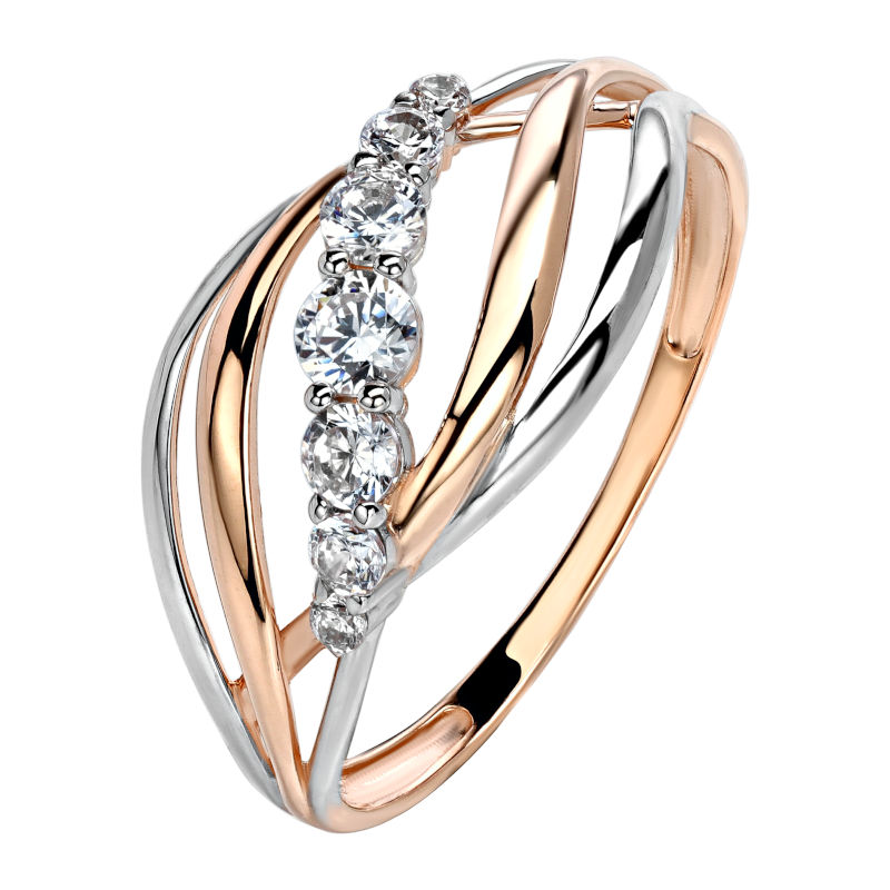 Кольцо из красного золота 585 пробы с фианитами 01К1111169Р