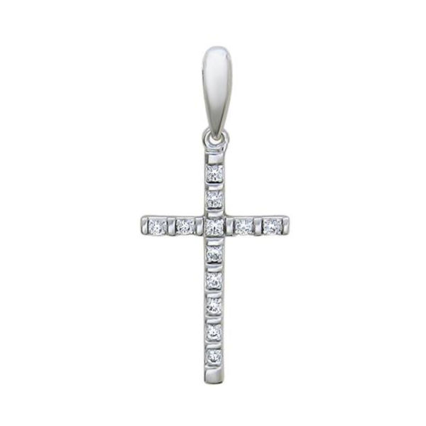Подвеска "Крест" из белого золота 585 пробы с бриллиантами 01Р620692-17 Подвеска "Крест" из белого золота 585 пробы с бриллиантами 01Р620692-17