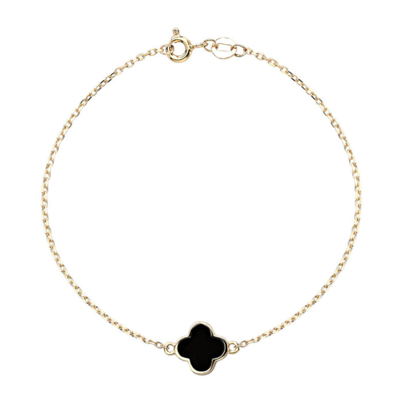 Браслет "Клевер" из желтого золота 585 пробы с эмалью 01Б032636Э
