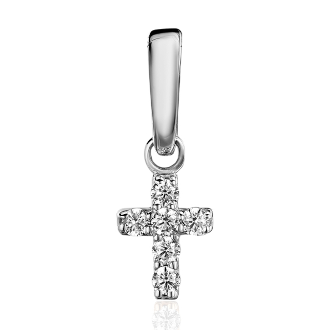 Крест из белого золота 585 пробы с бриллиантами 01Р621124-17
