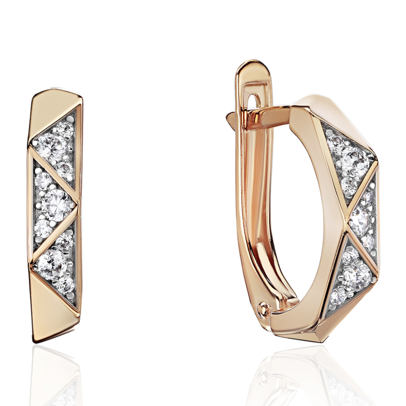 Серьги из красного золота 585 пробы с фианитами 01С1115220S