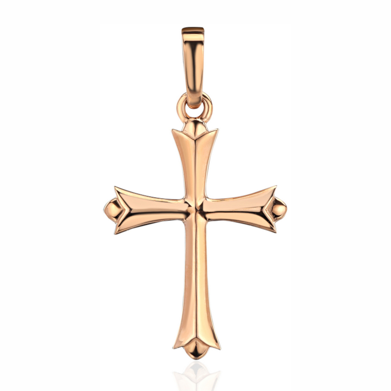 Крест нательный из красного золота 585 пробы без вставок 01Р011128