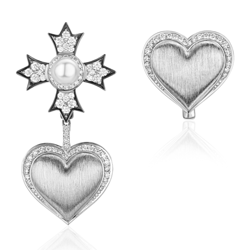 Серьги из белого золота 585 пробы 01С6215935ЧР-1