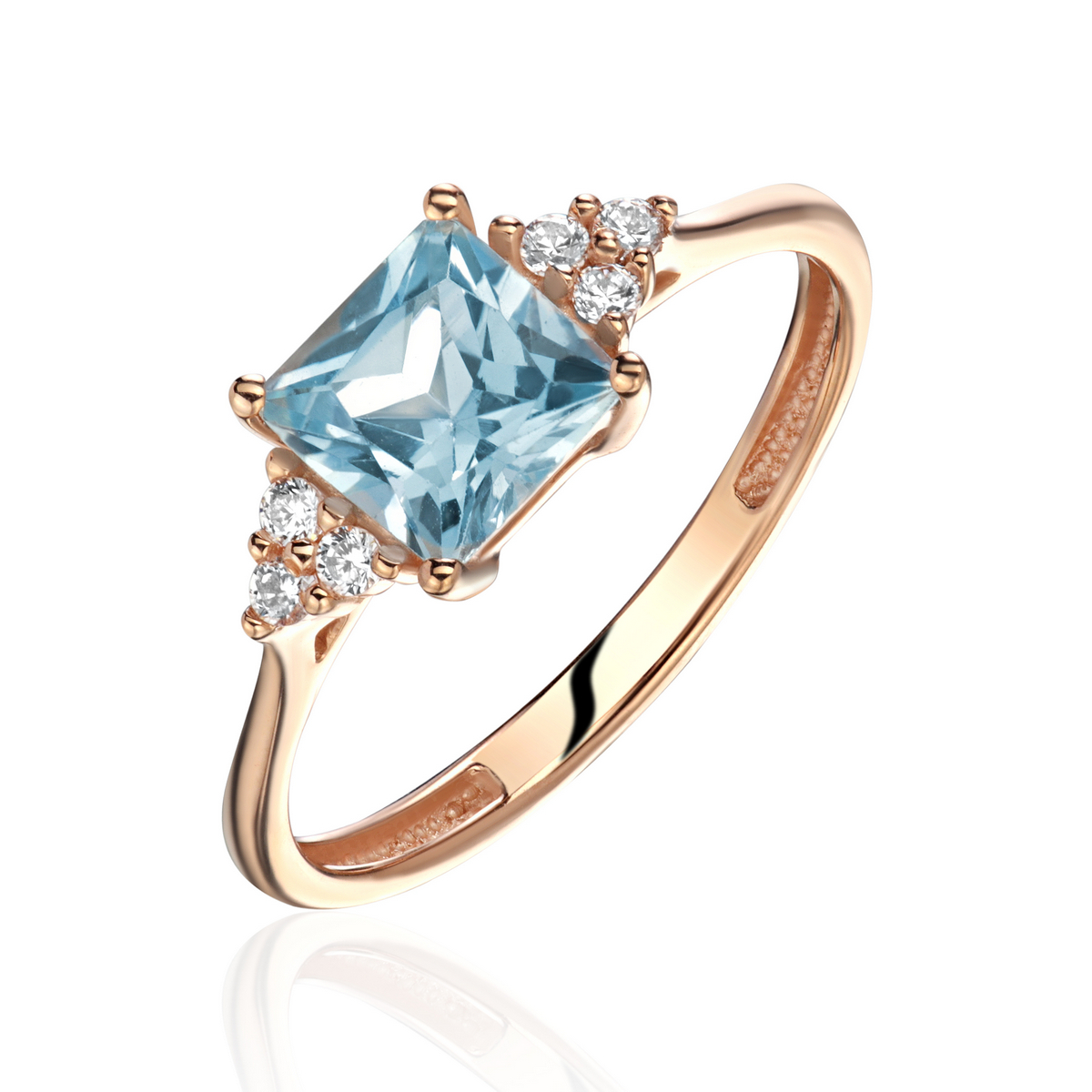 Кольцо из красного золота 585 пробы с топазом и фианитами 01К3115413-1