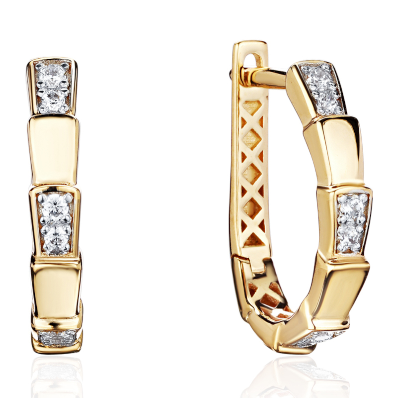 Серьги из желтого золота 585 пробы с фианитами 01С1315189