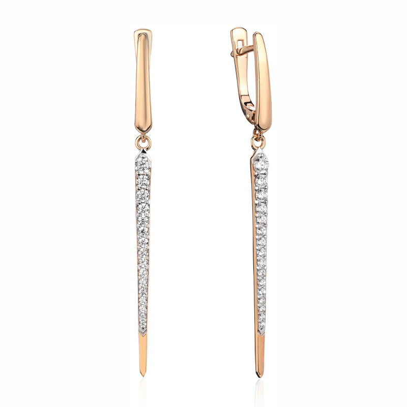 Серьги из красного золота 585 пробы с фианитами 01С1115379Р