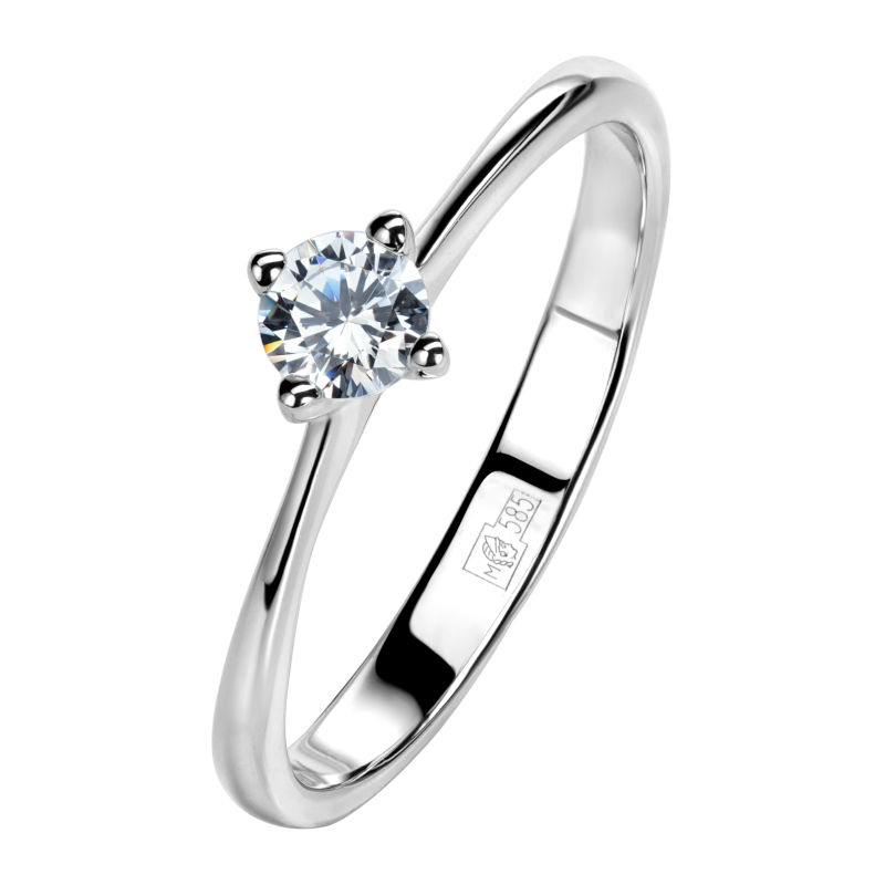 Кольцо из белого золота 585 пробы с фианитом 01К124137