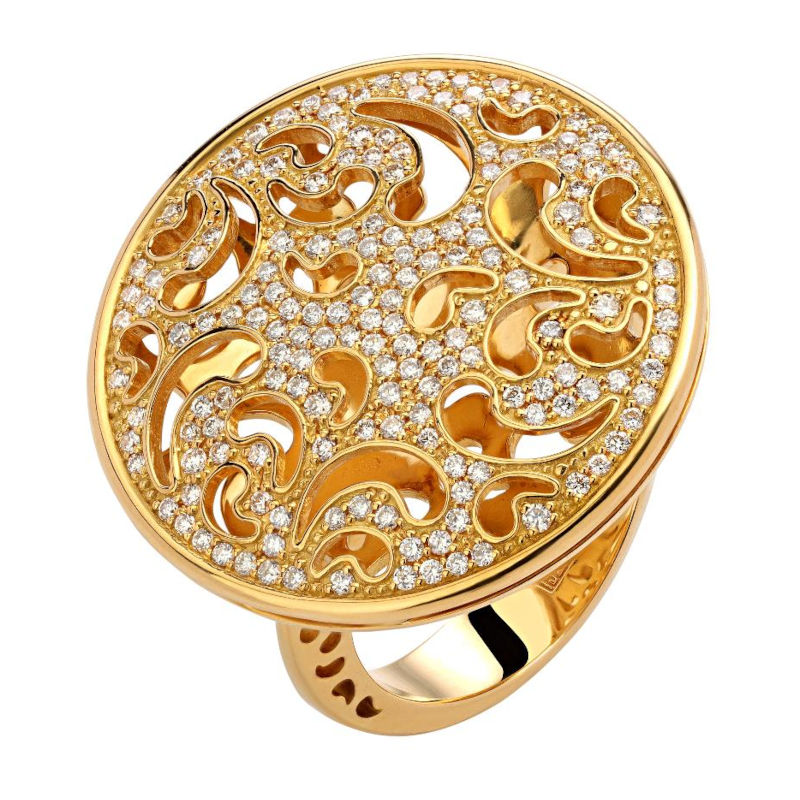 Кольцо из желтого золота 750 пробы с бриллиантами 01К645637