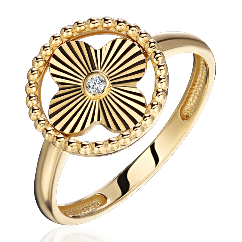 Кольцо из желтого золота 585 пробы с фианитом 01К1315237