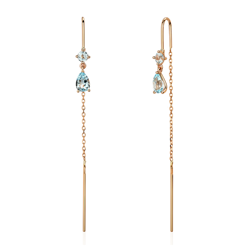 Серьги из красного золота 585 пробы с топазами 01С3116514-1