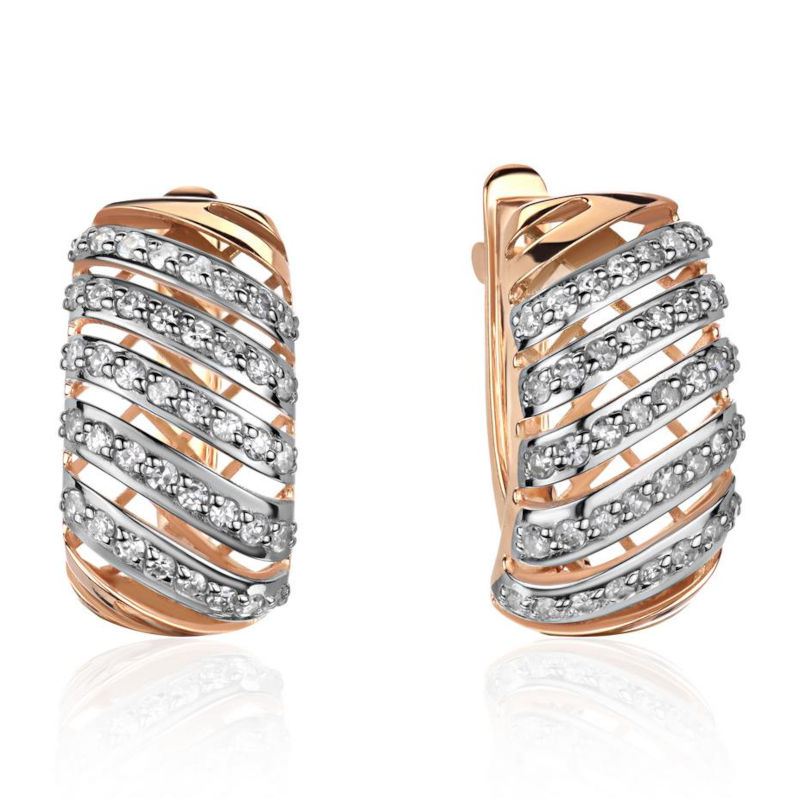 Серьги из красного золота 585 пробы с фианитами 01С1117116Р