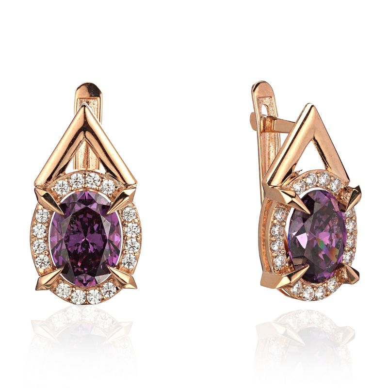 Серьги из красного золота 585 пробы с фианитами 01С2115423-2
