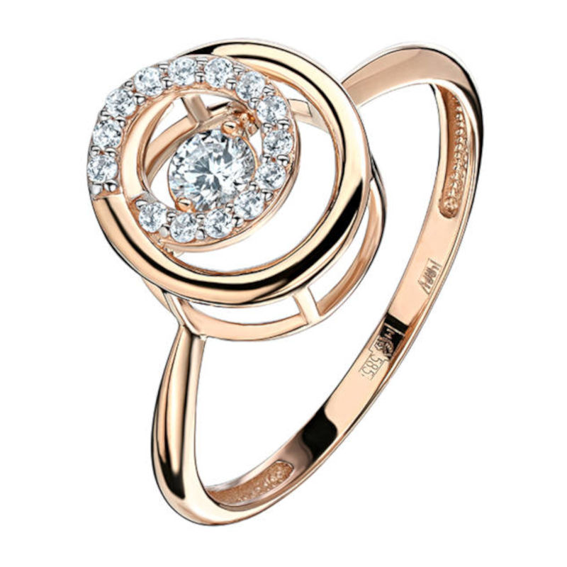 Кольцо из красного золота 585 пробы с фианитами 01К1111852Р