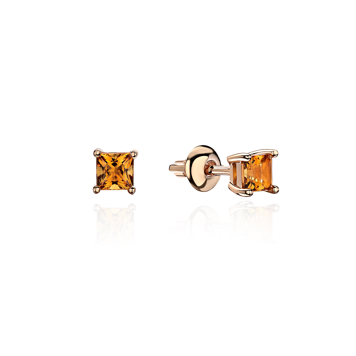 Серьги из красного золота 585 пробы с цитрином 01С3113969-2