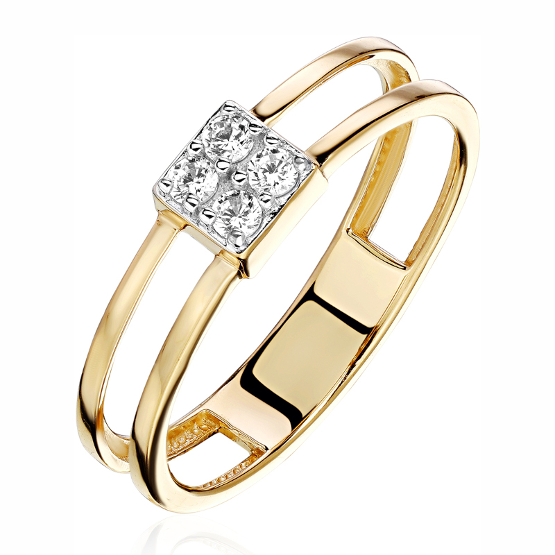 Кольцо из желтого золота 585 пробы с фианитами 01К1316113Р