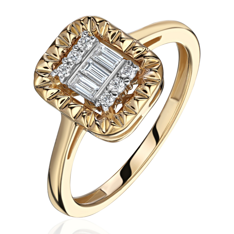 Кольцо из комбинированного золота 585 пробы с бриллиантами 01К6616614Ж