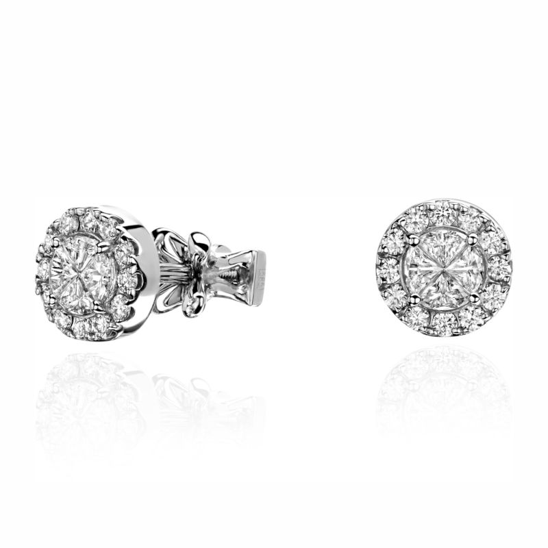 Серьги из белого золота 585 пробы с бриллиантами 01С6261047Z