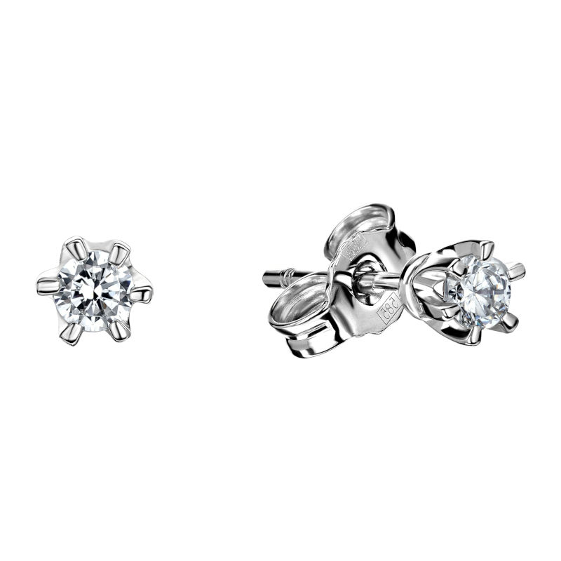 Серьга одиночная из белого золота 585 пробы с фианитом 01С124657