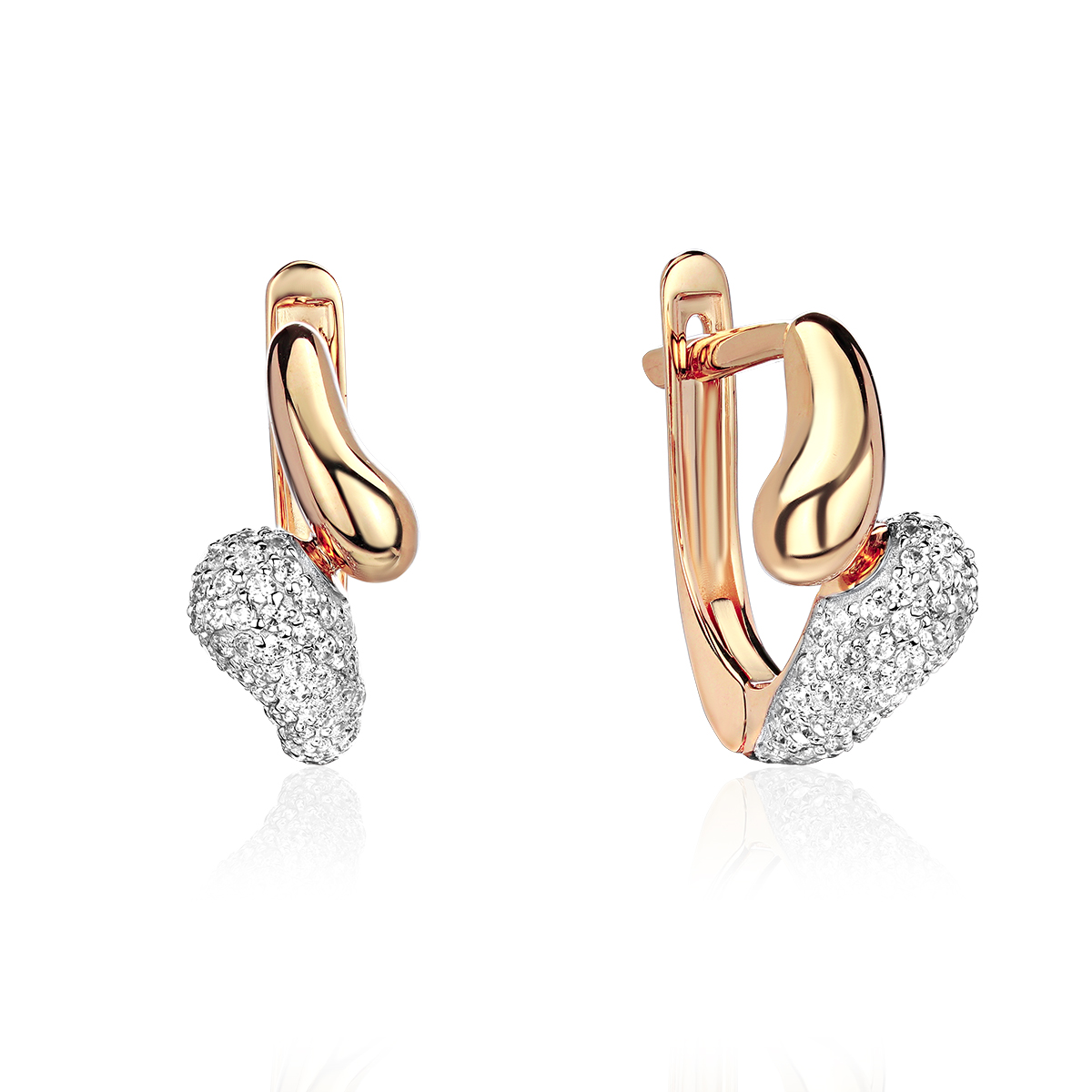 Серьги из красного золота 585 пробы с фианитами 01С1115644Р