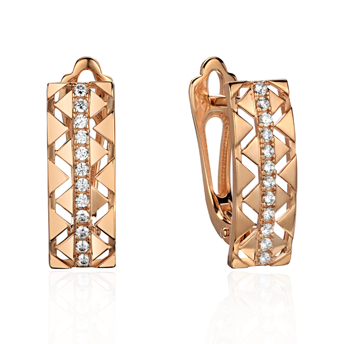 Серьги из красного золота 585 пробы с фианитами 01С1114587Р