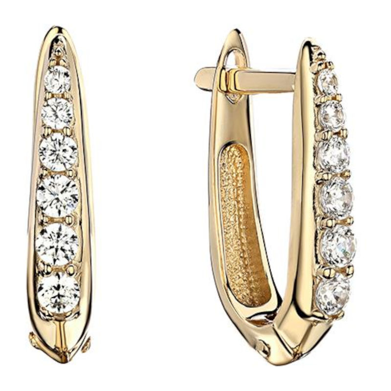 Серьги из желтого золота 585 пробы с фианитами 01С1315055