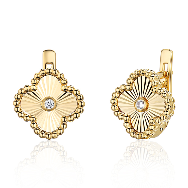 Серьги из желтого золота 585 пробы с фианитами 01С1316336