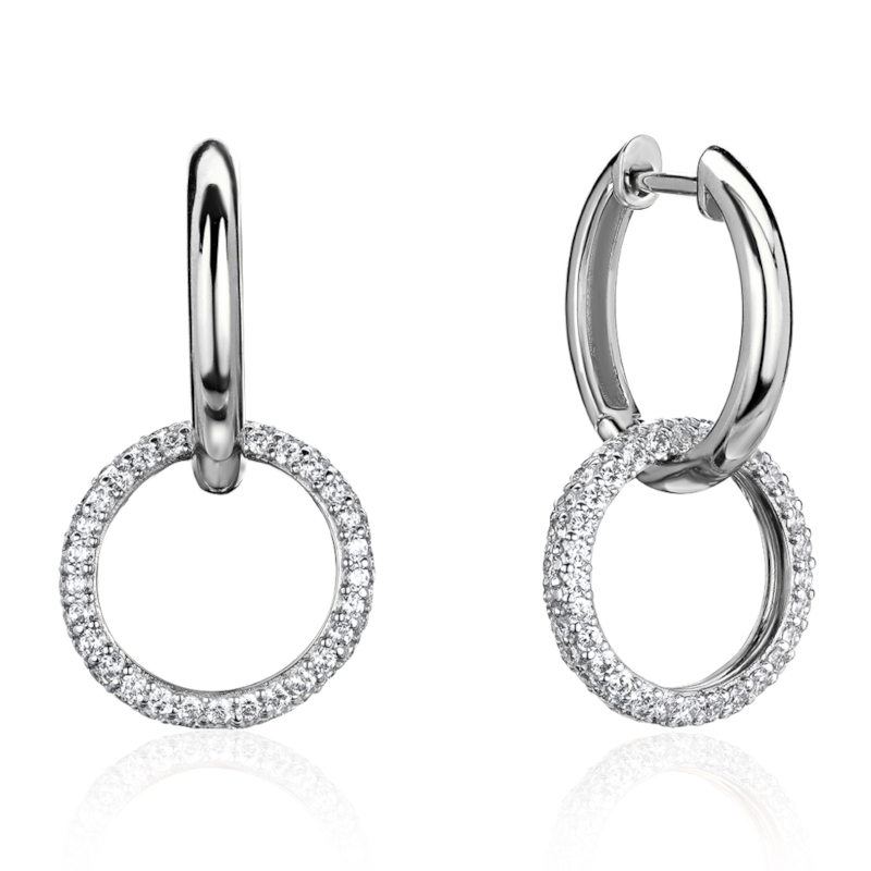 Серьги из белого золота 585 пробы с фианитами 01С1215173