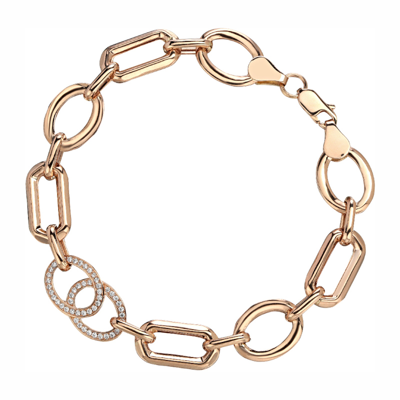 Браслет из красного золота 585 пробы с фианитами 01Б113191