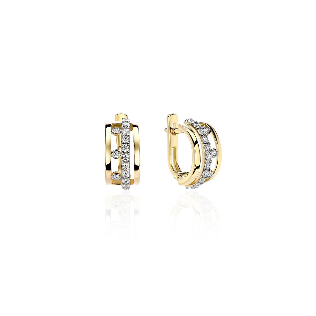 Серьги из желтого золота 375 пробы с фианитами 01С1313119SР