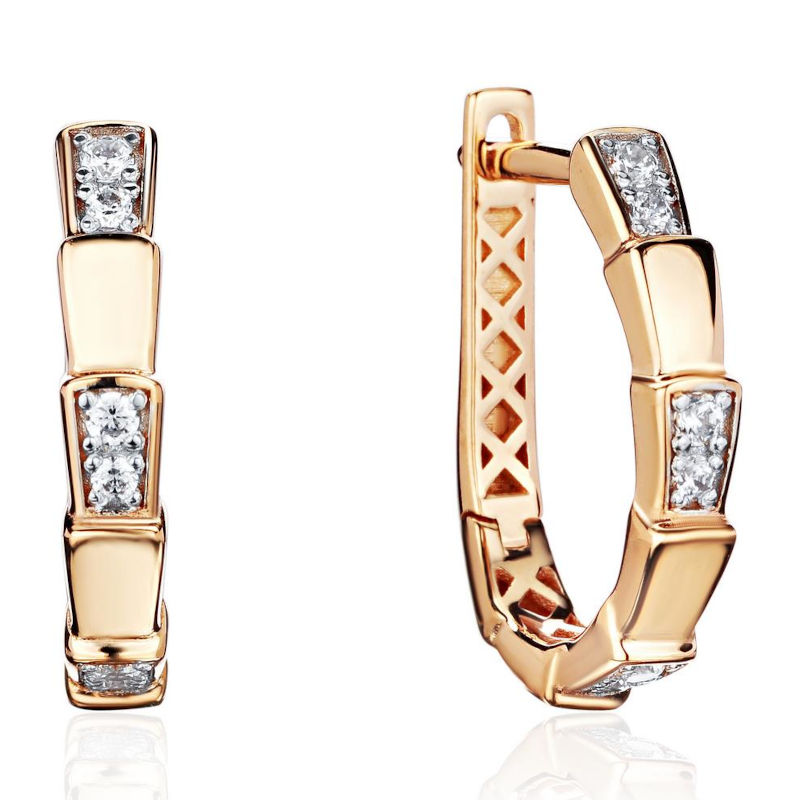 Серьги из красного золота 585 пробы с бриллиантами 01С6115189-17