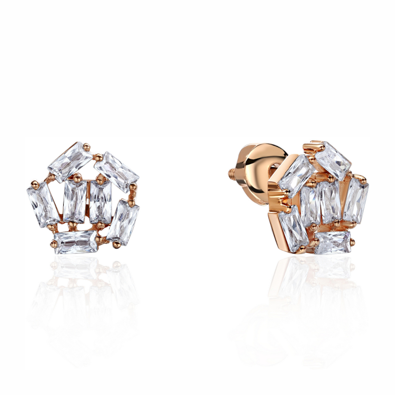 Серьги из красного золота 585 пробы с фианитами 01С1115980