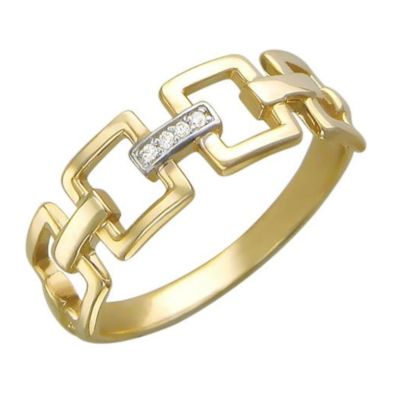 Кольцо из желтого золота 585 пробы с фианитами 01К136639