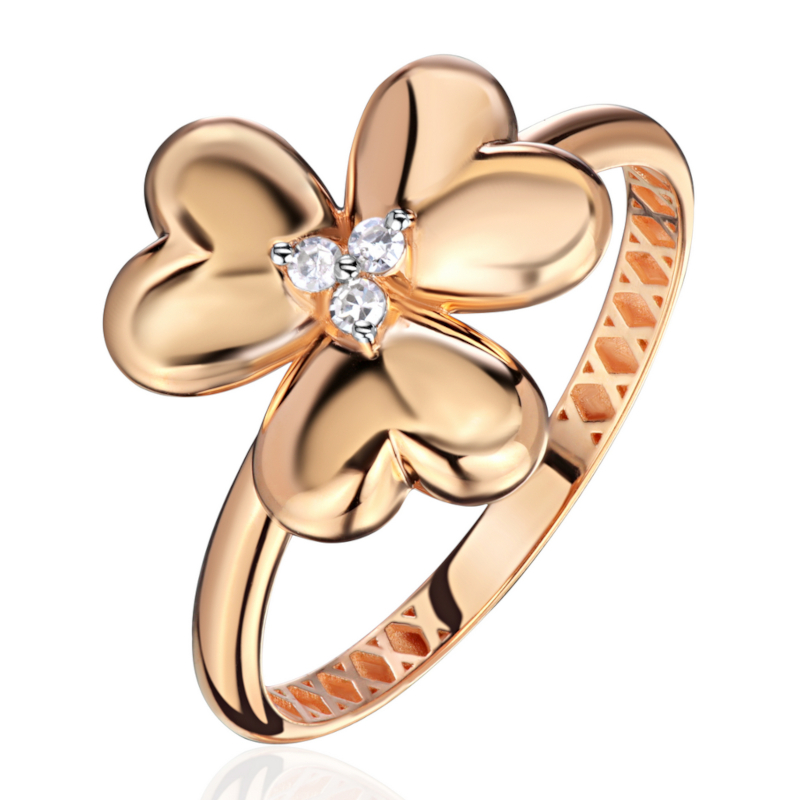 Кольцо из красного золота 585 пробы с бриллиантами 01К6117125Р-17