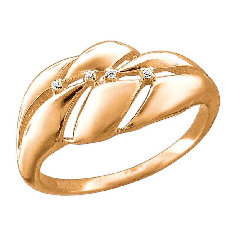 Кольцо из красного золота 585 пробы с фианитами 01К1113244