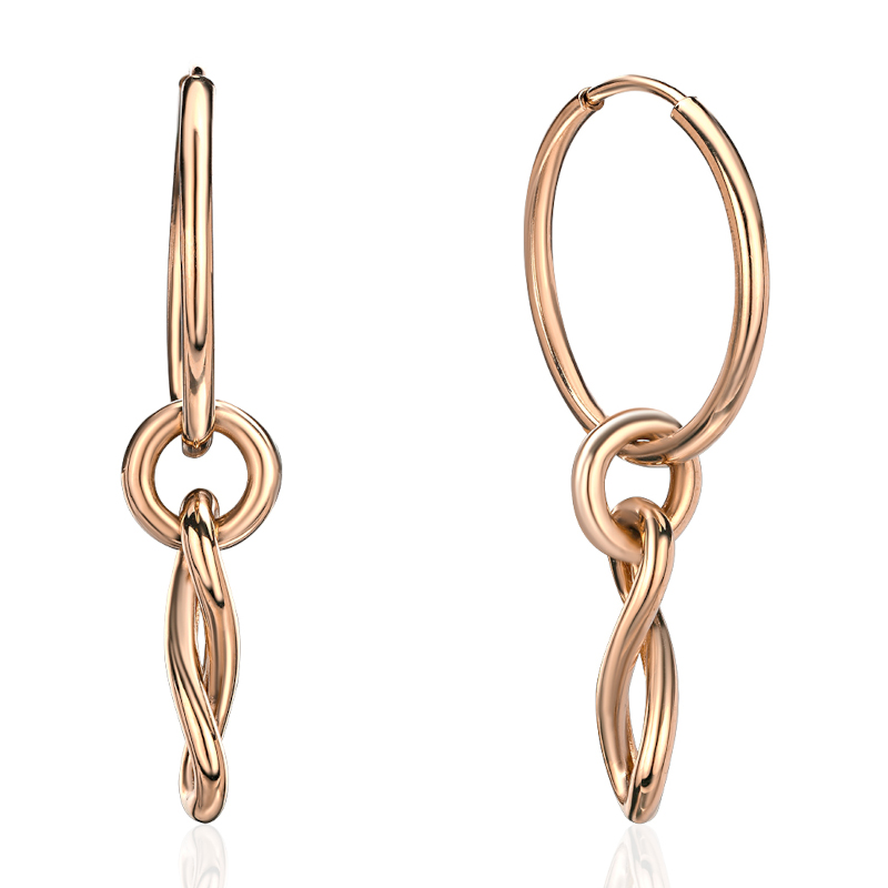 Серьги из красного золота 585 пробы без вставок 01С0116698