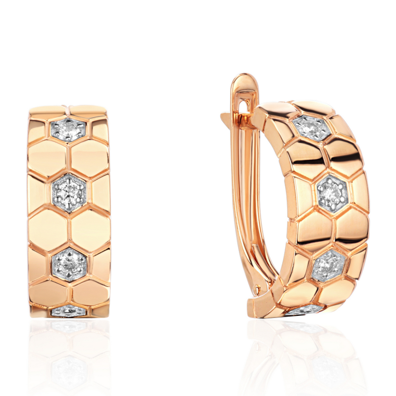 Серьги из красного золота 585 пробы с бриллиантами 01С6115587Р