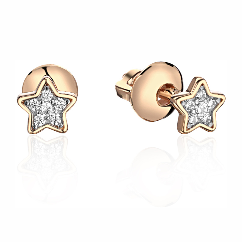 Серьги из красного золота 585 пробы с фианитами 01С1115316Р